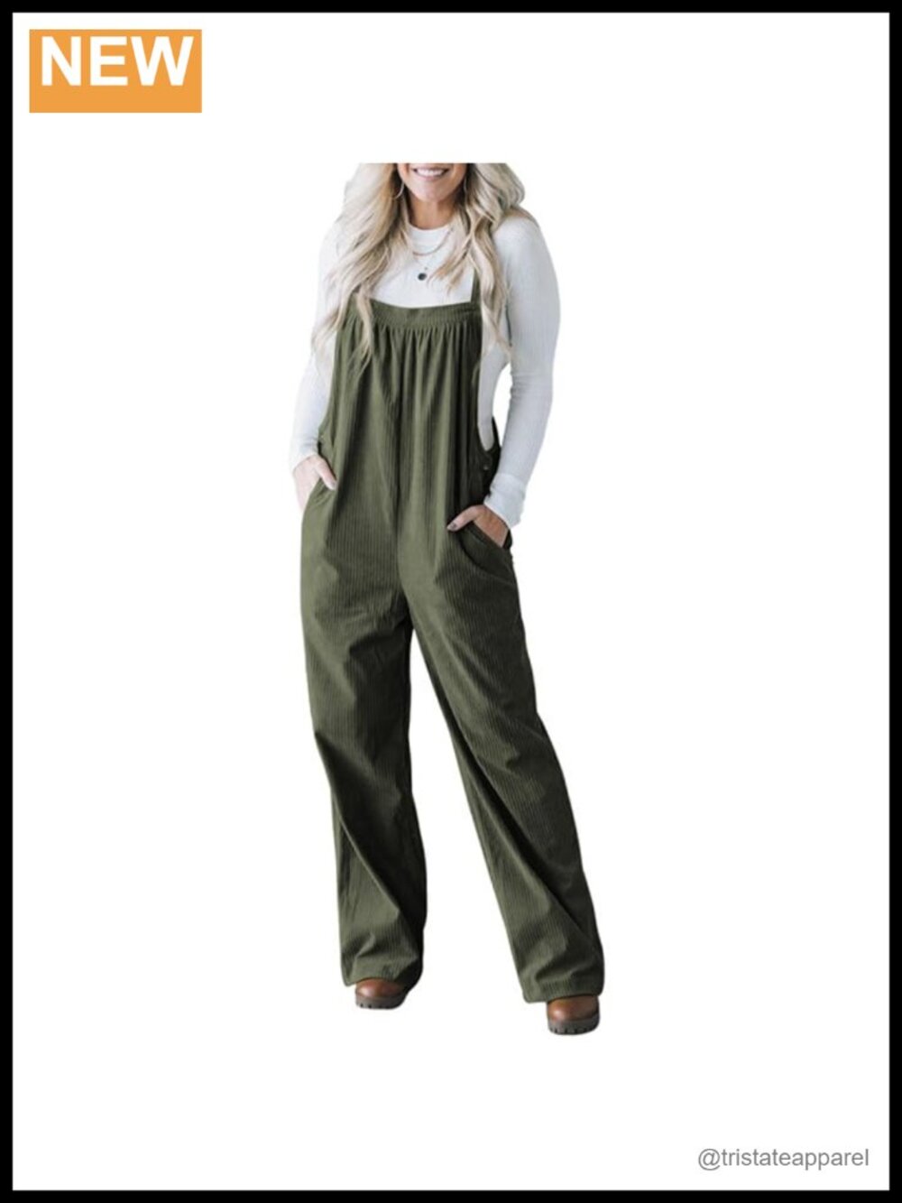 Corduroy Wide Leg Overalls Sleeveless Jumpsuit with Pockets